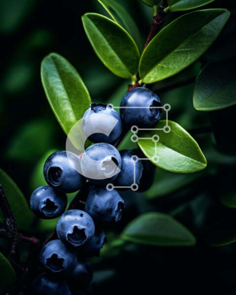 Intra Συλλεκτικό Ξύλινο Παζλ Plywood  4mm - Ώριμα βακκίνια σε θάμνους με πράσινα φύλλα Σε Ξύλινο Κουτί - Διαστάσεις: 10x10 cm – 25 κομμάτια