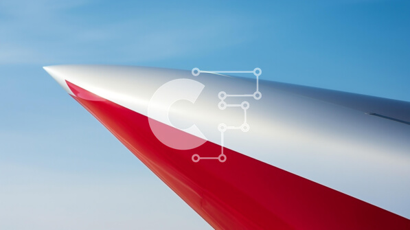 Intra Συλλεκτικό Ξύλινο Παζλ Plywood  4mm - Κοντινό πλάνο της κόκκινης και λευκής ουράς αεροπλάνου Σε Ξύλινο Κουτί - Διαστάσεις Puzzle: 10x10 cm – 25 κομμάτια