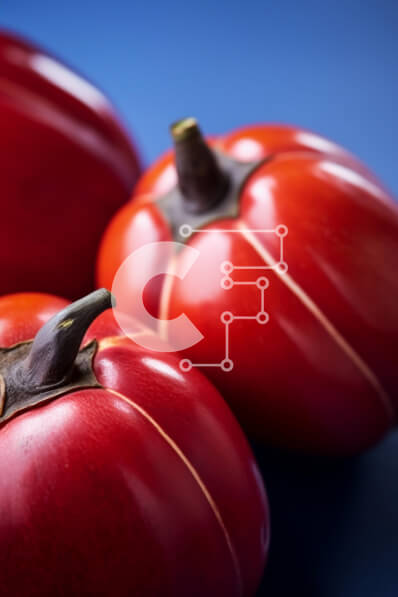 Σετ των 2 Intra Συλλεκτικό Ξύλινο Παζλ Plywood  4mm - Κόκκινες πιπεριές σε μπλε επιφάνεια Σε Ξύλινο Κουτί - Διαστάσεις: 10x10 cm – 25 κομμάτια