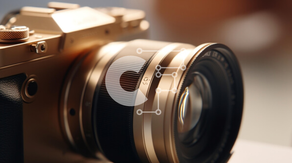 Intra Συλλεκτικό Ξύλινο Παζλ Plywood  4mm - Vintage χρυσή κάμερα στο τραπέζι Σε Ξύλινο Κουτί - Διαστάσεις: 10x10 cm – 25 κομμάτια