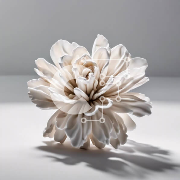 Intra Συλλεκτικό Ξύλινο Παζλ Plywood  4mm - Λευκό κεραμικό λουλούδι σε άδειο τραπέζι Σε Ξύλινο Κουτί - Διαστάσεις: 10x10 cm – 25 κομμάτια