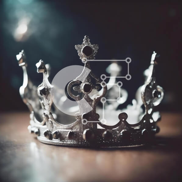 Intra Συλλεκτικό Ξύλινο Παζλ Plywood  4mm - Ασημένιο στέμμα σε παλιό ξύλινο τραπέζι Σε Ξύλινο Κουτί - Διαστάσεις: 10x10 cm – 25 κομμάτια