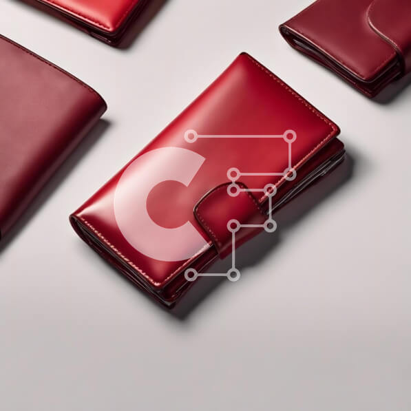 Intra Συλλεκτικό Ξύλινο Παζλ Plywood  4mm - Κόκκινα δερμάτινα πορτοφόλια σε λευκή επιφάνεια Σε Ξύλινο Κουτί - Διαστάσεις: 10x10 cm – 25 κομμάτια