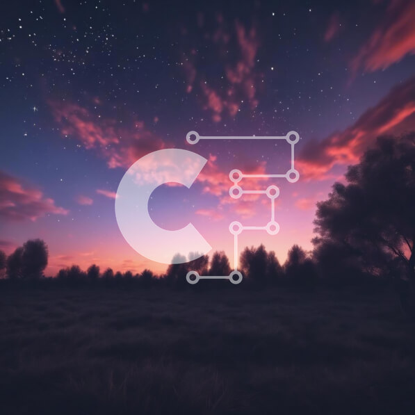 Intra Συλλεκτικό Ξύλινο Παζλ Plywood  4mm - Γραφικός ροζ και μωβ ουρανός με αστέρια και δέντρα Σε Ξύλινο Κουτί - Διαστάσεις: 10x10 cm – 25 κομμάτια