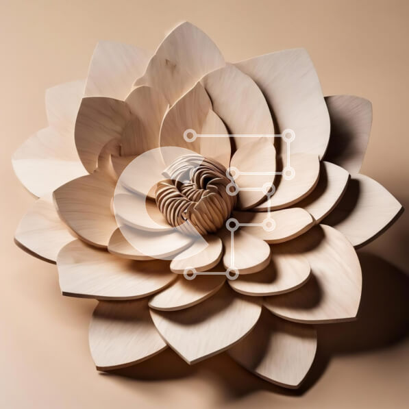 Intra Συλλεκτικό Ξύλινο Παζλ Plywood  4mm - Ξύλινο γλυπτό λουλουδιών σε υπόλευκο φόντο Σε Ξύλινο Κουτί - Διαστάσεις: 10x10 cm – 25 κομμάτια