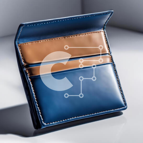 Intra Συλλεκτικό Ξύλινο Παζλ Plywood  4mm - Μπλε δερμάτινο πορτοφόλι με δύο θήκες Σε Ξύλινο Κουτί - Διαστάσεις: 10x10 cm – 25 κομμάτια