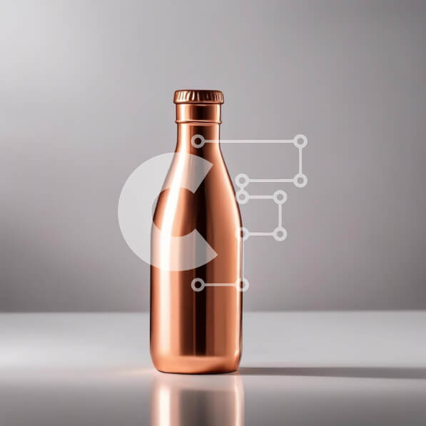 Intra Συλλεκτικό Ξύλινο Παζλ Plywood  4mm - Χάλκινο κενό μπουκάλι σε λευκό τραπέζι Σε Ξύλινο Κουτί - Διαστάσεις: 10x10 cm – 25 κομμάτια