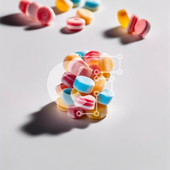 Intra Συλλεκτικό Ξύλινο Παζλ Plywood  4mm - Πολύχρωμα καλάμια καραμελών και σπασμένα κομμάτια στο τραπέζι Σε Ξύλινο Κουτί - Διαστάσεις: 10x10 cm – 25 κομμάτια