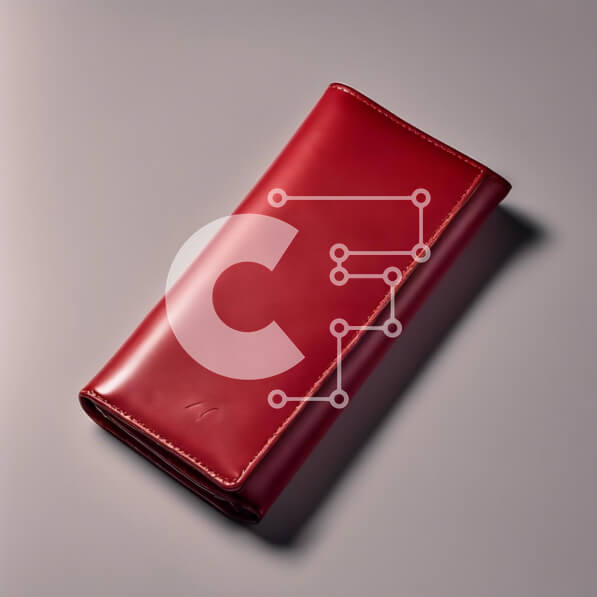 Intra Συλλεκτικό Ξύλινο Παζλ Plywood  4mm - Κόκκινο δερμάτινο πορτοφόλι σε γκρι επιφάνεια Σε Ξύλινο Κουτί - Διαστάσεις: 10x10 cm – 25 κομμάτια