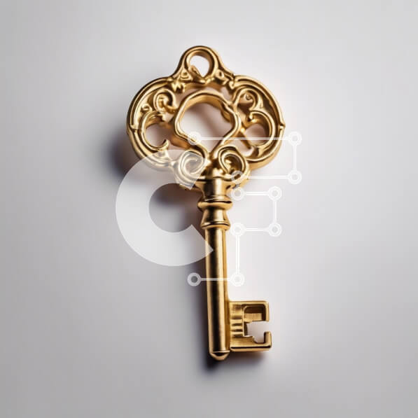 Intra Συλλεκτικό Ξύλινο Παζλ Plywood  4mm - Περίτεχνο χρυσό κλειδί σε λευκό φόντο Σε Ξύλινο Κουτί - Διαστάσεις: 10x10 cm – 25 κομμάτια