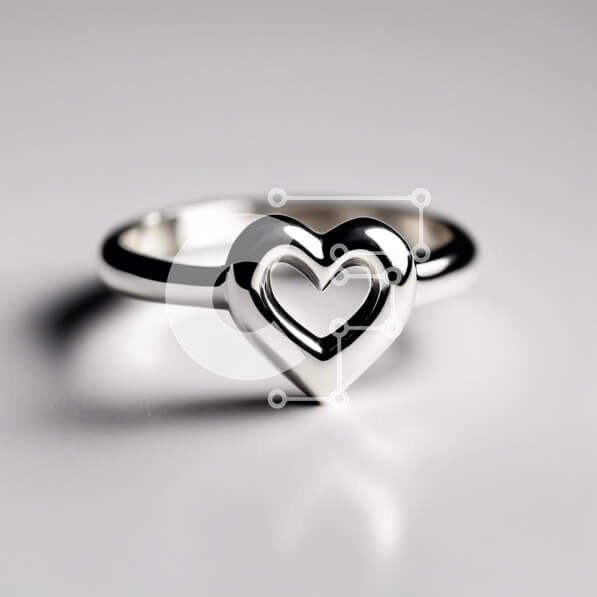 Σετ των 2 Intra Συλλεκτικό Ξύλινο Παζλ Plywood  4mm - Ασημένιο δαχτυλίδι σε σχήμα καρδιάς σε γκρι φόντο Σε Ξύλινο Κουτί - Διαστάσεις: 10x10 cm – 25 κομμάτια