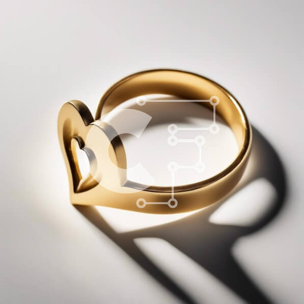 Σετ των 2 Intra Συλλεκτικό Ξύλινο Παζλ Plywood  4mm - Χρυσό δαχτυλίδι σε σχήμα καρδιάς για γάμους και αρραβώνες Σε Ξύλινο Κουτί - Διαστάσεις: 10x10 cm – 25 κομμάτια