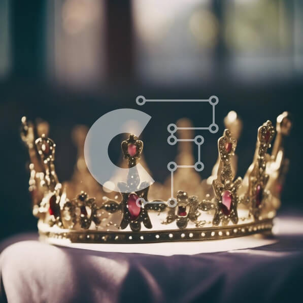 Intra Συλλεκτικό Ξύλινο Παζλ Plywood  4mm - Χρυσό στέμμα με κόκκινους πολύτιμους λίθους σε πορτοκαλί ύφασμα Σε Ξύλινο Κουτί - Διαστάσεις: 10x10 cm – 25 κομμάτια