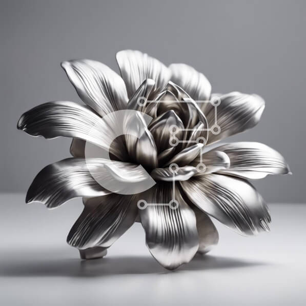 Intra Συλλεκτικό Ξύλινο Παζλ Plywood  4mm - Ασημένιο γλυπτό λουλουδιών στο τραπέζι Σε Ξύλινο Κουτί - Διαστάσεις: 10x10 cm – 25 κομμάτια