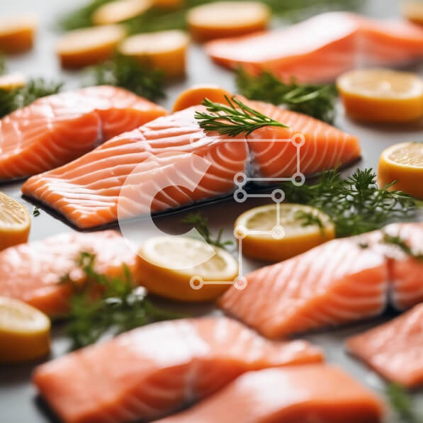 Σετ των 2 Intra Συλλεκτικό Ξύλινο Παζλ Plywood  4mm - Φιλέτα σολομού με λεμόνι και άνηθο στο δίσκο Σε Ξύλινο Κουτί - Διαστάσεις: 10x10 cm – 25 κομμάτια