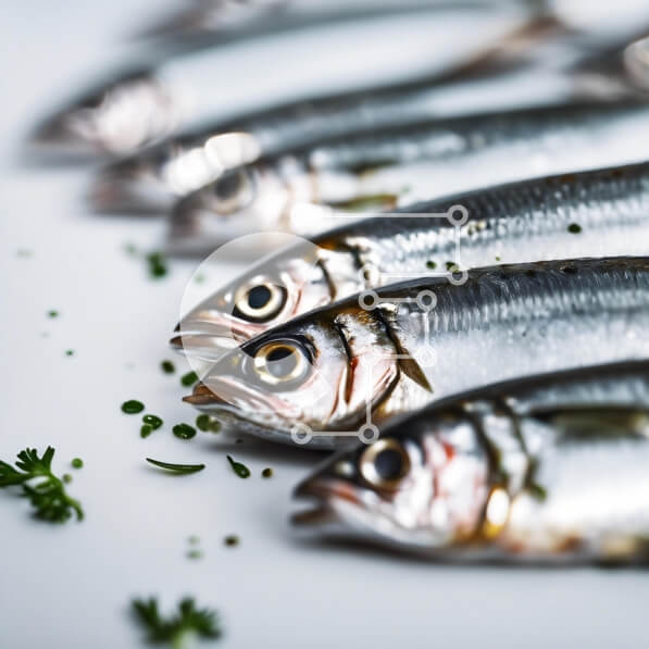 Σετ των 2 Intra Συλλεκτικό Ξύλινο Παζλ Plywood  4mm - Φρεσκοαλιευμένες Σαρδέλες Τοποθετημένες σε Λευκή Επιφάνεια Σε Ξύλινο Κουτί - Διαστάσεις: 10x10 cm – 25 κομμάτια