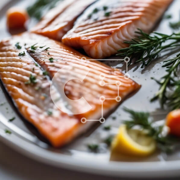 Σετ των 2 Intra Συλλεκτικό Ξύλινο Παζλ Plywood  4mm - Φιλέτα σολομού με λεμόνι και θυμάρι σε ένα πιάτο Σε Ξύλινο Κουτί - Διαστάσεις: 10x10 cm – 25 κομμάτια