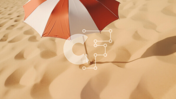 Intra Συλλεκτικό Ξύλινο Παζλ Plywood  4mm - Πορτοκαλιά και άσπρη ομπρέλα στο τοπίο της ερήμου Σε Ξύλινο Κουτί - Διαστάσεις: 10x10 cm – 25 κομμάτια