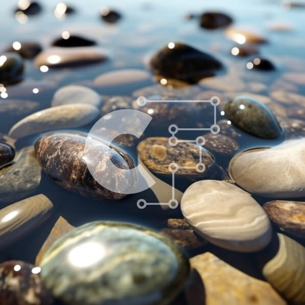 Intra Συλλεκτικό Ξύλινο Παζλ Plywood  4mm - Κοντινό πλάνο βράχων και βότσαλων στην επιφάνεια του νερού Σε Ξύλινο Κουτί - Διαστάσεις: 10x10 cm – 25 κομμάτια