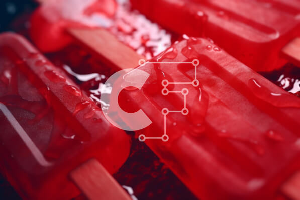 Σετ των 2 Intra Συλλεκτικό Ξύλινο Παζλ Plywood  4mm - Κοντινό πλάνο Κόκκινα Popsicles σε ξύλινα ραβδιά Σε Ξύλινο Κουτί - Διαστάσεις: 10x10 cm – 25 κομμάτια