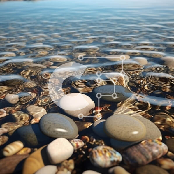 Intra Συλλεκτικό Ξύλινο Παζλ Plywood  4mm - Κοντινό πλάνο βράχων και βότσαλων στο νερό με κυματισμούς Σε Ξύλινο Κουτί - Διαστάσεις: 10x10 cm – 25 κομμάτια