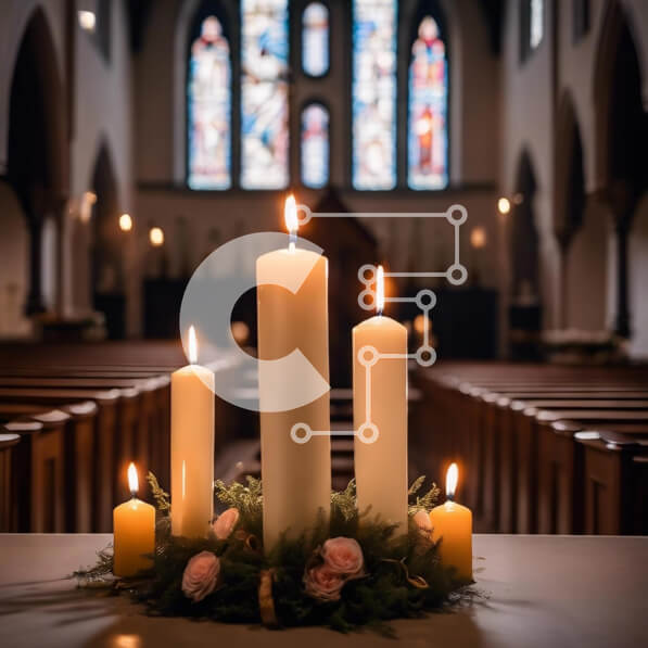 Intra Συλλεκτικό Ξύλινο Παζλ Plywood  4mm - Εσωτερικό εκκλησίας με αναμμένα κεριά και λουλουδάτη σύνθεση Σε Ξύλινο Κουτί - Διαστάσεις Puzzle: 10x10 cm – 25 κομμάτια