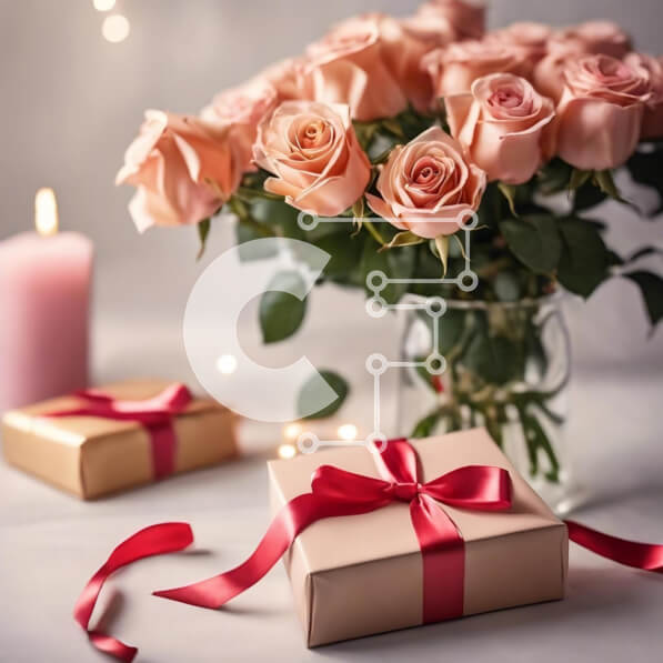 Σετ των 2 Intra Συλλεκτικό Ξύλινο Παζλ Plywood  4mm - Γυάλινο βάζο με ροζ τριαντάφυλλα και κουτιά δώρου Σε Ξύλινο Κουτί - Διαστάσεις: 10x10 cm – 25 κομμάτια