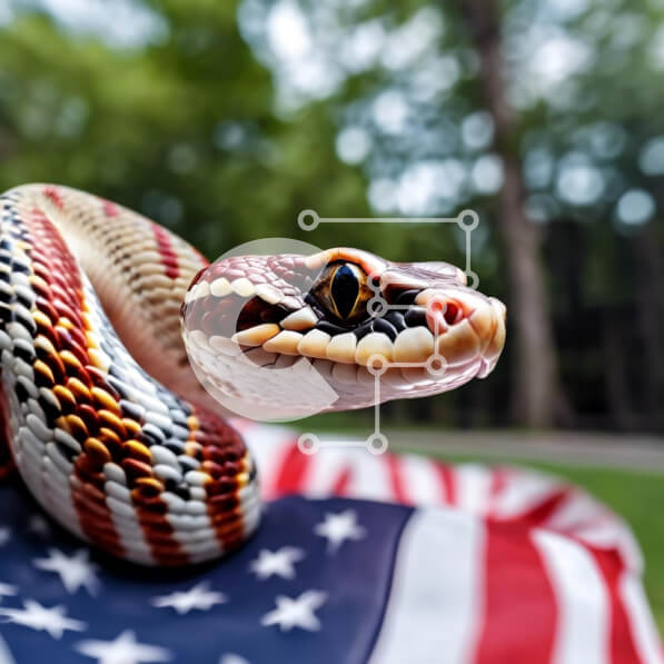 Intra Συλλεκτικό Ξύλινο Παζλ Plywood  4mm - Φίδι στην αμερικανική σημαία Σε Ξύλινο Κουτί - Διαστάσεις: 10x10 cm – 25 κομμάτια