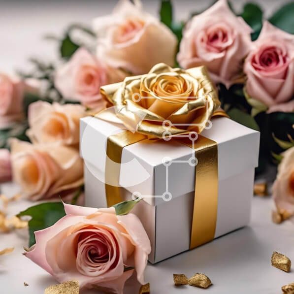 Intra Συλλεκτικό Ξύλινο Παζλ Plywood  4mm - Ρομαντικό κουτί δώρου με ροζ τριαντάφυλλα Σε Ξύλινο Κουτί - Διαστάσεις: 10x10 cm – 25 κομμάτια