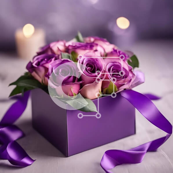 Σετ των 2 Intra Συλλεκτικό Ξύλινο Παζλ Plywood  4mm - Μωβ τριαντάφυλλα και κεριά σε κουτί για ειδικές περιστάσεις Σε Ξύλινο Κουτί - Διαστάσεις: 10x10 cm – 25 κομμάτια