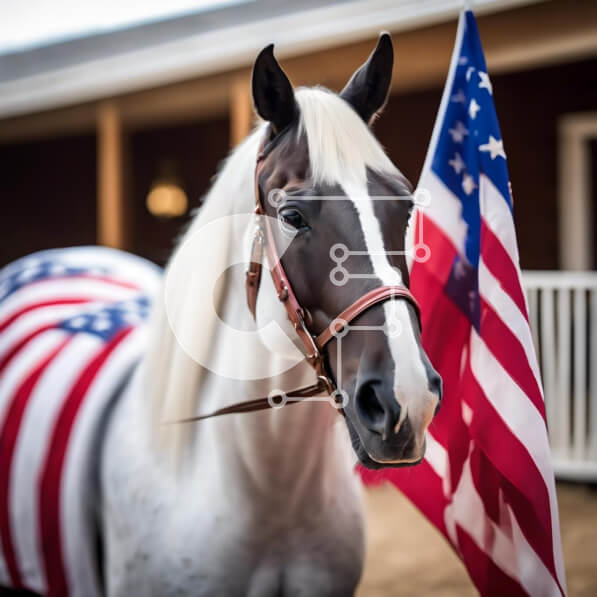 Intra Συλλεκτικό Ξύλινο Παζλ Plywood  4mm - Άλογο αμερικανικής σημαίας Σε Ξύλινο Κουτί - Διαστάσεις: 10x10 cm – 25 κομμάτια