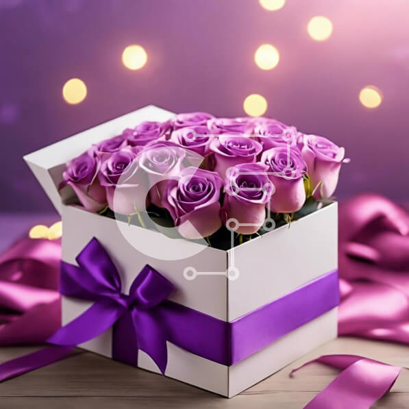 Σετ των 2 Intra Συλλεκτικό Ξύλινο Παζλ Plywood  4mm - Κομψό και ρομαντικό λευκό κουτί με μωβ τριαντάφυλλα Σε Ξύλινο Κουτί - Διαστάσεις: 10x10 cm – 25 κομμάτια