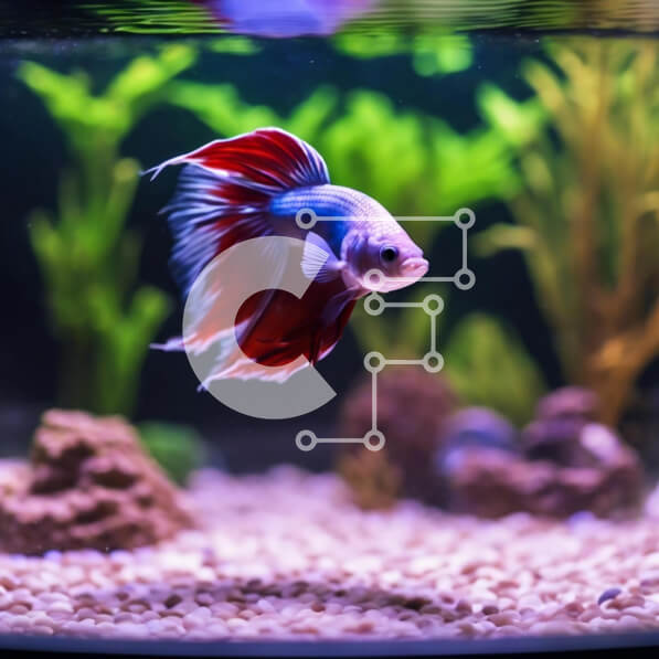 Intra Συλλεκτικό Ξύλινο Παζλ Plywood  4mm - Σιαμέζικο γατόψαρο σε ενυδρείο με φυτά και βράχους Σε Ξύλινο Κουτί - Διαστάσεις: 10x10 cm – 25 κομμάτια