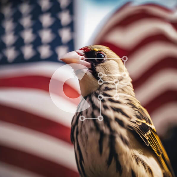 Intra Συλλεκτικό Ξύλινο Παζλ Plywood  4mm - Πουλί μπροστά από την αμερικανική σημαία Σε Ξύλινο Κουτί - Διαστάσεις: 10x10 cm – 25 κομμάτια