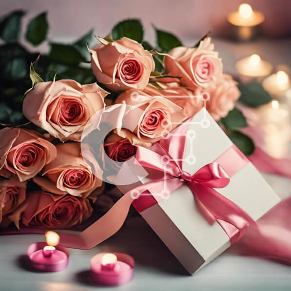 Σετ των 2 Intra Συλλεκτικό Ξύλινο Παζλ Plywood  4mm - Ρομαντικό μπουκέτο ροζ τριαντάφυλλο και αρκουδάκια με κεριά Σε Ξύλινο Κουτί - Διαστάσεις: 10x10 cm – 25 κομμάτια