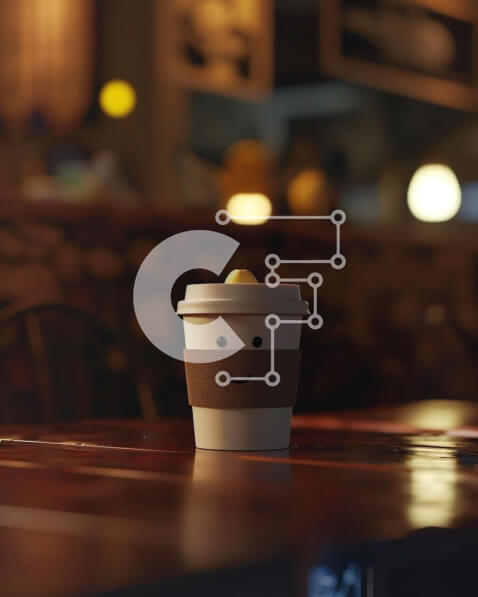 Intra Συλλεκτικό Ξύλινο Παζλ Plywood  4mm - Φλιτζάνι καφέ Smiley Face σε ξύλινο τραπέζι Σε Ξύλινο Κουτί - Διαστάσεις: 10x10 cm – 25 κομμάτια