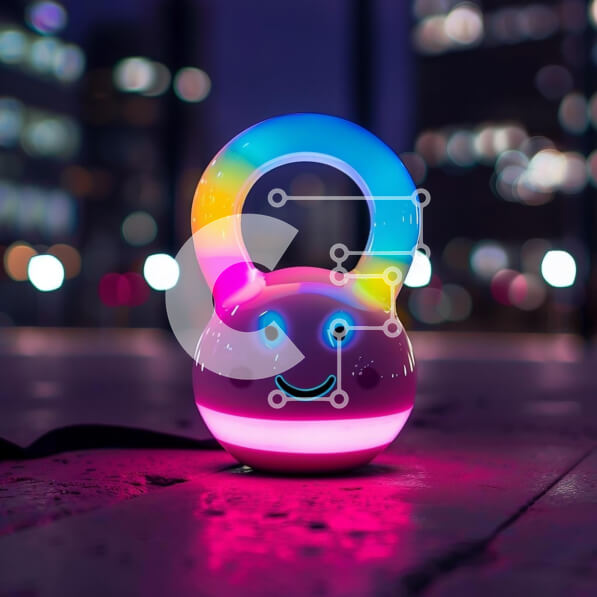 Intra Συλλεκτικό Ξύλινο Παζλ Plywood  4mm - Πολύχρωμο παιχνίδι Kettlebell μπροστά από τον ορίζοντα της φωτισμένης πόλης Σε Ξύλινο Κουτί - Διαστάσεις: 10x10 cm – 25 κομμάτια