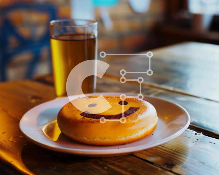 Σετ των 2 Intra Συλλεκτικό Ξύλινο Παζλ Plywood  4mm - Happy Smiley Face Donut και ένα ποτήρι μπύρα στο τραπέζι Σε Ξύλινο Κουτί - Διαστάσεις: 10x10 cm – 25 κομμάτια