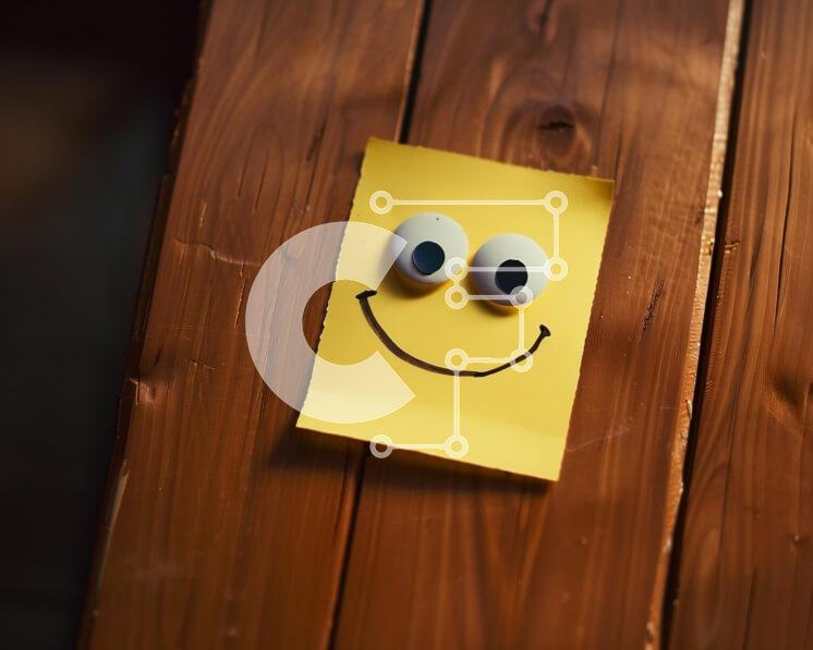 Intra Συλλεκτικό Ξύλινο Παζλ Plywood  4mm - Κίτρινο σημείωμα post-it με χαμογελαστό πρόσωπο σε σχήμα ματιού Σε Ξύλινο Κουτί - Διαστάσεις: 10x10 cm – 25 κομμάτια