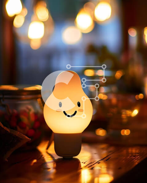 Intra Συλλεκτικό Ξύλινο Παζλ Plywood  4mm - Μικρό χαμογελαστό λαμπάκι σε ξύλινο τραπέζι Σε Ξύλινο Κουτί - Διαστάσεις: 10x10 cm – 25 κομμάτια