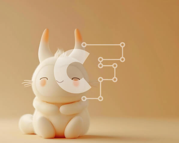 Σετ των 2 Intra Συλλεκτικό Ξύλινο Παζλ Plywood  4mm - Χαμογελώντας λευκό λαγουδάκι ειδώλιο σε πορτοκαλί επιφάνεια Σε Ξύλινο Κουτί - Διαστάσεις: 10x10 cm – 25 κομμάτια