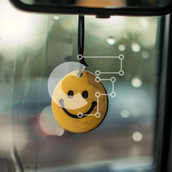 Intra Συλλεκτικό Ξύλινο Παζλ Plywood  4mm - Αποσμητικό αέρα Smiley Face που κρέμεται στον καθρέφτη αυτοκινήτου Σε Ξύλινο Κουτί - Διαστάσεις Puzzle: 10x10 cm – 25 κομμάτια