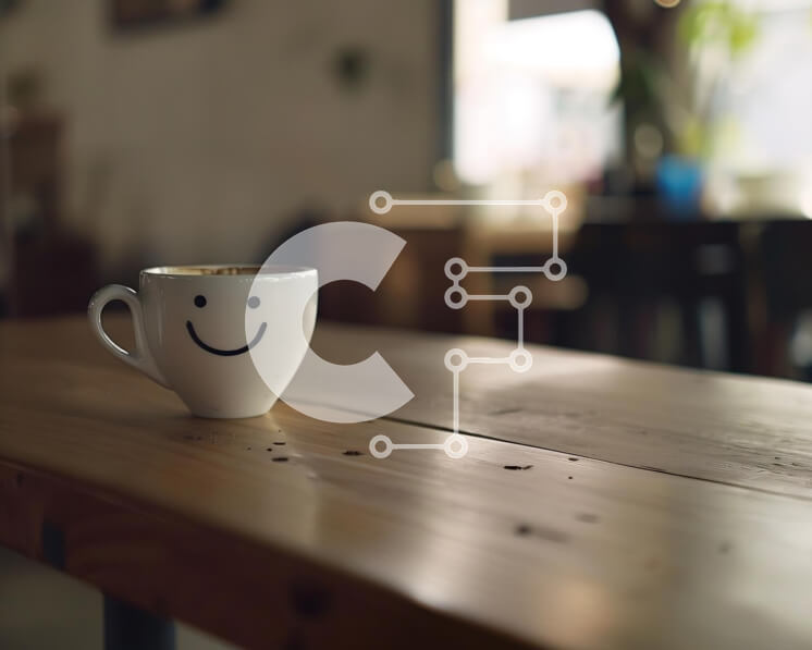 Σετ των 2 Intra Συλλεκτικό Ξύλινο Παζλ Plywood  4mm - Διασκεδαστικό φλιτζάνι καφέ Smiley Face σε ξύλινο τραπέζι Σε Ξύλινο Κουτί - Διαστάσεις: 10x10 cm – 25 κομμάτια