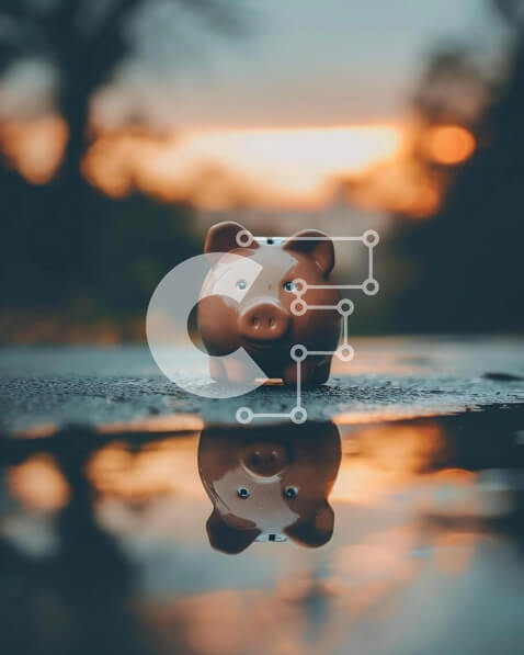 Intra Συλλεκτικό Ξύλινο Παζλ Plywood  4mm - Αντανάκλαση κουμπαρά στη λακκούβα στο ηλιοβασίλεμα Σε Ξύλινο Κουτί - Διαστάσεις: 10x10 cm – 25 κομμάτια