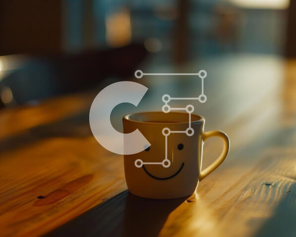 Intra Συλλεκτικό Ξύλινο Παζλ Plywood  4mm - Φλιτζάνι καφέ Smiley Face σε ξύλινο τραπέζι Σε Ξύλινο Κουτί - Διαστάσεις: 10x10 cm – 25 κομμάτια