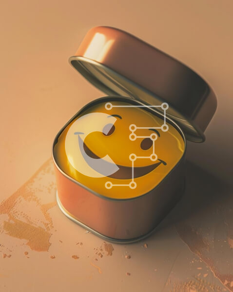 Intra Συλλεκτικό Ξύλινο Παζλ Plywood  4mm - Τσιγκένιο κουτάκι Smiley Face με καραμέλα ή σνακ Σε Ξύλινο Κουτί - Διαστάσεις: 10x10 cm – 25 κομμάτια