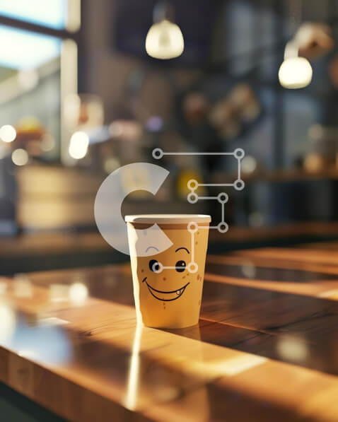 Σετ των 2 Intra Συλλεκτικό Ξύλινο Παζλ Plywood  4mm - Φλιτζάνι καφέ Smiley Face στην τραπεζαρία Σε Ξύλινο Κουτί - Διαστάσεις: 10x10 cm – 25 κομμάτια