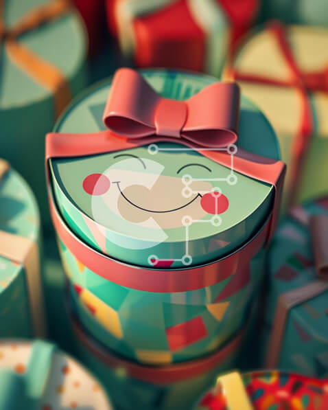 Intra Συλλεκτικό Ξύλινο Παζλ Plywood  4mm - Πολύχρωμα κουτιά δώρων με φιόγκους και χαμογελαστά πρόσωπα Σε Ξύλινο Κουτί - Διαστάσεις: 10x10 cm – 25 κομμάτια