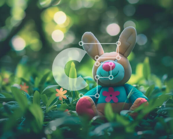 Intra Συλλεκτικό Ξύλινο Παζλ Plywood  4mm - Πασχαλινό λαγουδάκι στο γρασίδι με λουλούδια Σε Ξύλινο Κουτί - Διαστάσεις: 10x10 cm – 25 κομμάτια