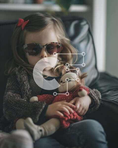 Intra Συλλεκτικό Ξύλινο Παζλ Plywood  4mm - Νεαρό κορίτσι που παίζει με τη γεμιστή κούκλα Σε Ξύλινο Κουτί - Διαστάσεις Puzzle: 10x10 cm – 25 κομμάτια